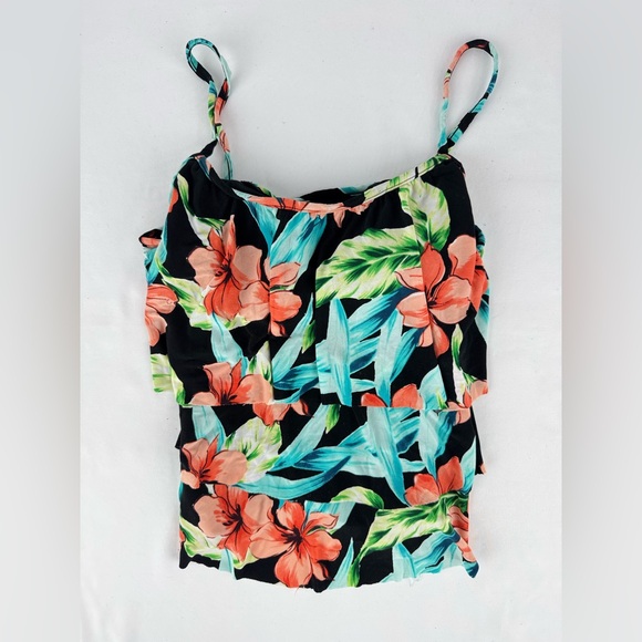 Caribbean Joe Island Supply Co Floral Tankini Top with Built in Bra - Picture 2 of 6